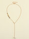 Simple Y-shaped Long Women Necklace Pearl Pendant Tassel Necklace Jewelry Gift - #01