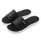 Men Open Toe Slide Sandals Comfy Soft Home Slippers - Black White
