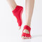 Women Yoga Ballet Dance Sports Five Toe Anti-slip Cotton Socks - Red
