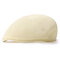 Men Summer Sunscreen Straw Beret Cap Outdoor Casual Breathable Visor Flat Hat  - Milky White