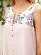 Newchic x Olga Diatlova Floral Print V-neck Sleeveless Buttons Bohemia Dress for Women - Pink