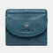 Women 8 Card Slots Genuine Leather Coin Purse Wallet - Blue