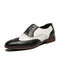 Men Brogue Microfiber Leather Non Slip Splicing Casual Formal Shoes - Black