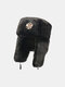 Men Cotton Plush Metal Badge Solid Windproof Plus Velvet Thicken Ear Protection Cold-proof Trapper Hat - #02
