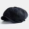 Men Vintage Painter Beret Hats Octagonal Newsboy Cap Cabbie Lvy Flat Hat - Black