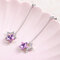 Fashion Blue Purple Colorful Stars Dangle Earrings Crystal Rhinestones Cute Earrings Gift for Women  - Purple