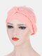 Women Cotton Multi Color Solid Casual Sunshade Side Braid Baotou Hats Beanie Hats - Pink