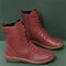Large Size Zipper Mid Calf Solid Color Knight Boots - Red