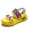 Sports Wind Sandals Female Season New Muffin Thick-bottom Rhinestone Fashion Transparent Open Toe Shoes - Yellow