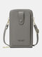 Women RFID Faux Leather Casual Multifunction Touch Screen Crossbody Bag Phone Bag - Gray