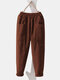Corduroy Pocket Elastic Waist Casual Pant - Brown