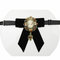Vintage Bow Tie Farbic Geometric Velvet Crystal Avatar Pendant Bow Bolo Tie Formal Jewelry for Men - Black & Gold