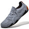 Men Soft Pigskin Leather Hand Stitching Knitted Sock Casual Driving Shoes - Gray