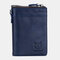 Men Anti theft Genuine Leather 15 Card Slots Short Wallet Purse - Blue