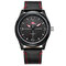 高級ビジネス時計本革メンズ腕時計ビッグダイヤル発光手黒時計 - 赤