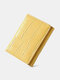 محفظة نسائية قصيرة من الجلد الصناعي بنمط حجر متعددة المقصورات ثلاثية الطي قصيرة - الأصفر