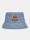 Halloween Unisex Polyester Cotton Solid Cartoon Pumpkin Letters Print Fashion Sunscreen Bucket Hat - Blue