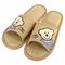 Unisex Cute Bear Open Toe Slip On Flat Indoor Home Shoes - Khaki