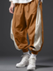 Pantalon à taille ample avec cordon de serrage et manchette élastique en patchwork pour hommes - marron
