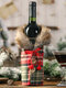 1 قطعة عيد الميلاد مخطط منقوشة زجاجة نبيذ حقيبة النبيذ الأحمر الشمبانيا زينة طاولة الكريسماس - أحمر