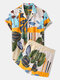 Hommes Tropical Floral & Leaf Print Casual Light Designer Loungewear - Jaune