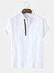 Mens Solid Color Short Sleeve Basics White Henley Shirt - White