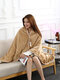 Plain Color Thick Flannel Double Layer Lamb Wool Composite Blanket Office Shawl Blanket - Yellow