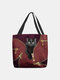 Women Cat Pattern Handbag Shoulder Bag Tote - Red