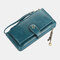 Zipper Casual Card Holder Phone Bag Wallet Purse For Women - Blue