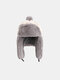 Unisex Faux Rabbit Fur Plush Thickened Color-match Patchwork Ear Protection Warmth Trapper Hat - Gray