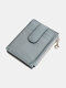 Genuine Leather Vintage Multi-slots Wallet Short Multi-function Purse - Blue