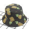 Women Banana Pineapple Fruit Printed Summer Bucket Hats Casual Sunshade Fisherman Sun Caps - Black