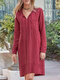 Solid Color Long Sleeve Bandage Casual Dress For Women - Red