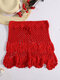 Solid Knitted Crochet Hollow Beach Cover-up Mini Skirt - Red