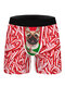 Cute Christmas Cat Dog Elk Printing Striped Seamless Patchwork U Pouch Boxer Briefs - Dog