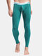 Men Patchwork Long Johns Slim Regenerated Cellulose Fiber Soft Stretch Underpants With Pouch - Green
