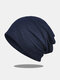 Women Dacron Mesh Solid Color Breathable All-match Beanie Hat - Navy