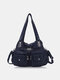 Women Faux Leather Multi-Pocket Large Capacity Shoulder Bag Crossbody Bags - Blue