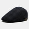 Men's Beret Caps British Plaid Cap Men Outdoor Casual Hat Felt Adjustable - Black