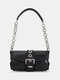 Creative Faux Fur Splicing Chain Double Pockets Flap Magnetic Clasp Underarm Bag Handbag - Black