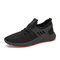 Men Breathable Soft Knitted Fabric Lace-up Sport Casual Shoes - Black