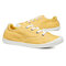 Women Large Size Breathable Canvas Non Slip Lace-Up Flat Court Sneakers - Yellow