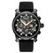 Luxury Genuine Leather Strap Military Mens Watches 3 Small Dials Chronograph Date Waterproof Watches - Black