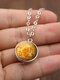 Trendy Personality Universe Planet Time Gem Double Sided Glass Ball Pendant Alloy Chain Necklace - Venus