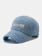 Unisex Lambswool Plush Letter Embroidery Autumn Winter All-match Warmth Baseball Cap - Blue
