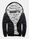 Mens Winter Thicken Solid Zipper Front Casual Relaxed Fit Hooded Jackets - Black