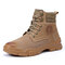 Men Suede Fabric Splicing Steel Toe Work Casual Safety Boots - Brown