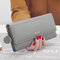 Women Faux Leather Solid Multi-function Long Wallet 9 Card Slots Phone Clutch Bags  - Gray