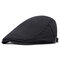 Men Cotton Solid Color Beret Cap Sunshade Casual Outdoors Peaked Forward Cap Adjustable Hat - Black