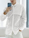 Manga Longa Simples Irregular Masculina Camisa - Branco